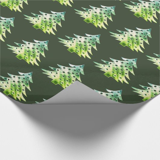 Papier Cadeau Chasseur élégant Motif d'arbre de Noël vert (Coin)