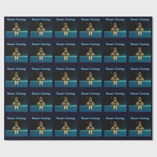 Papier Cadeau Chasseur inuit fractal - Bonnes Fêtes (Plat)