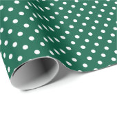 Papier Cadeau Chasseur Pois vert et blanc (Coin rond)