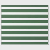 Papier Cadeau Chasseur Vert et Blanc Classic Horizontal rayé (Plat)