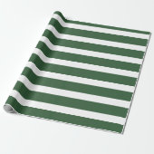 Papier Cadeau Chasseur Vert et Blanc Classic Horizontal rayé (Déroulé)