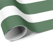 Papier Cadeau Chasseur Vert et Blanc Classic Horizontal rayé (Coin rond)