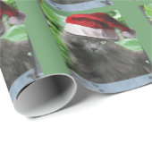 Papier Cadeau Chat à cheveux longs bleu russe de Noël (Coin rond)