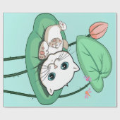 Papier Cadeau Chat À La Feuille, Drôle Chat Kitten Idée Cadeau (Plat)
