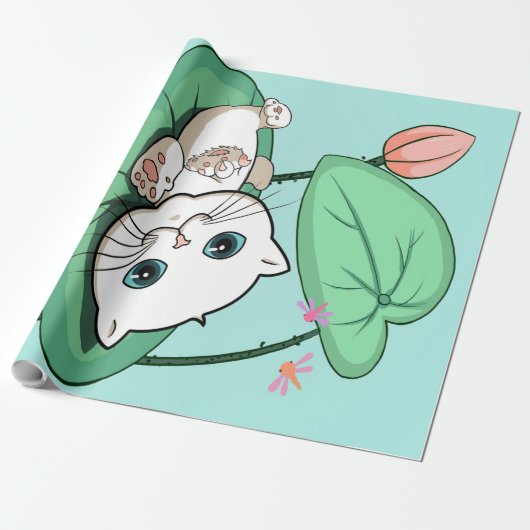 Papier Cadeau Chat À La Feuille, Drôle Chat Kitten Idée Cadeau (Déroulé)