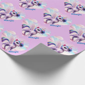 Papier Cadeau Chat à licorne arc-en-ciel personnalisé (Coin)