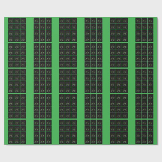 Papier Cadeau Chat à l'oeil vert souriant (Plat)