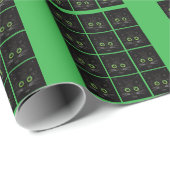 Papier Cadeau Chat à l'oeil vert souriant (Coin rond)