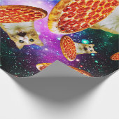 Papier Cadeau Chat à pizza de l'espace amusant (Coin)