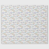 Papier Cadeau Chat Abstrait Monogramme violet rose mou (Plat)