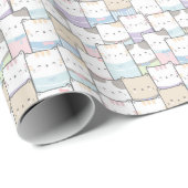 Papier Cadeau Chat Abstrait Monogramme violet rose mou (Coin rond)