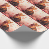 Papier Cadeau Chat abyssinien avec Rose - Saint Valentin (Coin)