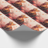 Papier Cadeau Chat abyssinien avec Rose - Saint Valentin (Coin)