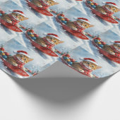 Papier Cadeau Chat abyssinien en sledge laissez-le neiger Noël (Coin)