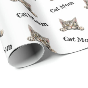Papier Cadeau Chat américain à poil dur maman motif aquarelle