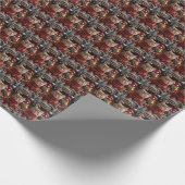 Papier Cadeau Chat Angora Turc Avec Cheminée Cadeaux De Noël (Coin)