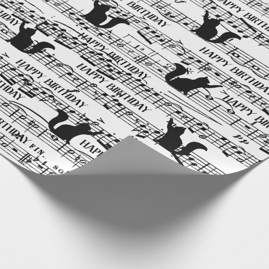 Papier Cadeau Chat Anniversaire Sur Partition (Coin)