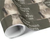 Papier Cadeau Chat "ARRÊTER D'OUVRIR DES CADEAUX ET ME NOURRIR"  (Coin rond)