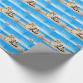 Papier Cadeau Chat assis sur la plage de Tropical Island (Coin)