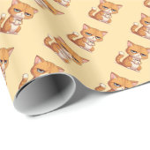 Papier Cadeau Chat avec café (Coin rond)