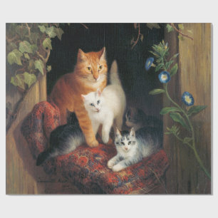 Papier Cadeau Chat avec chatons (chats mignons)