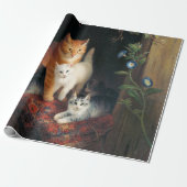Papier Cadeau Chat avec chatons (chats mignons) (Déroulé)