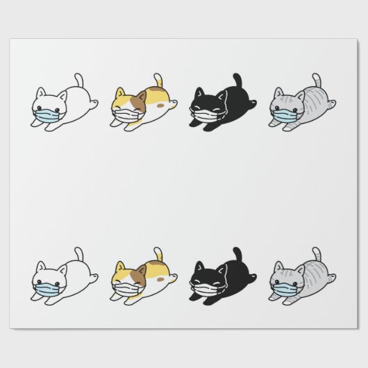 Papier Cadeau CHAT AVEC papier enveloppant MASQUE (Plat)