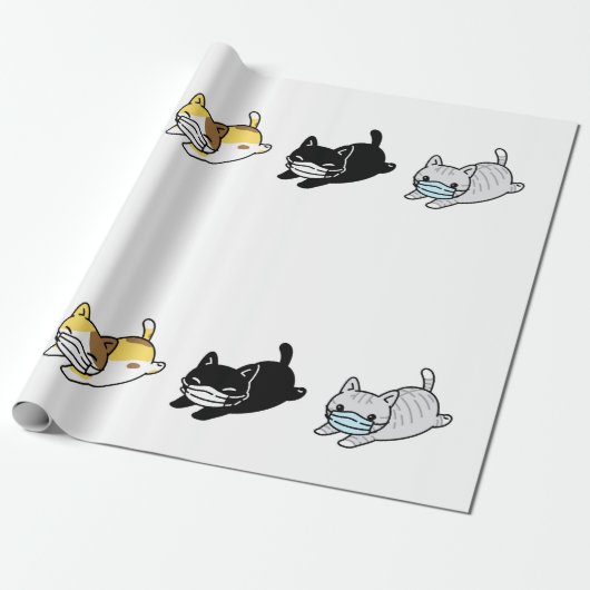 Papier Cadeau CHAT AVEC papier enveloppant MASQUE (Déroulé)