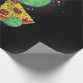 Papier Cadeau Chat Avec Pizza Slice Et Taco Dans L'Espace (Coin)
