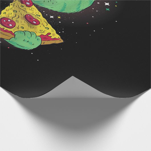 Papier Cadeau Chat Avec Pizza Slice Et Taco Dans L'Espace (Coin)