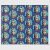 Papier Cadeau Chat avec verre d'anniversaire (Plat)