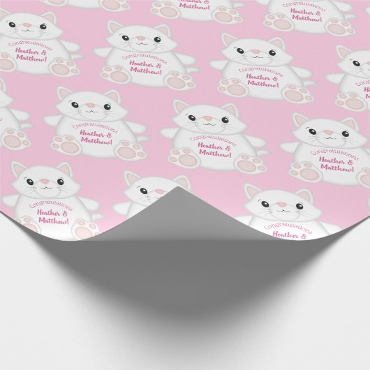 Papier Cadeau Chat Baby shower Kitty Rose (Coin)