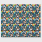 Papier Cadeau Chat Bengal avec Ballons (Plat)
