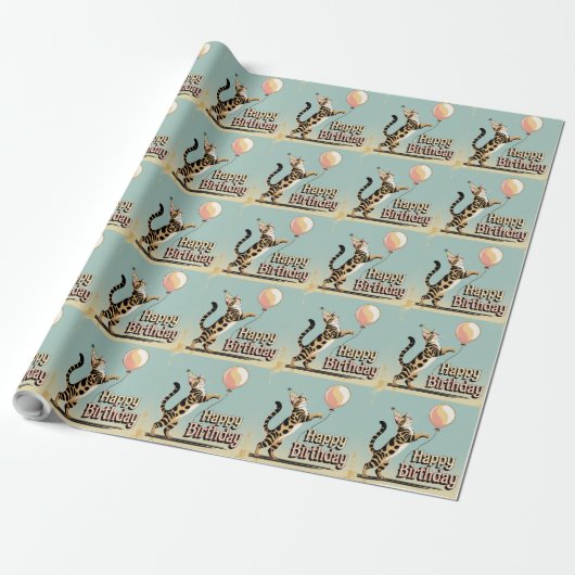 Papier Cadeau Chat Bengal Coloré  (Déroulé)