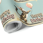 Papier Cadeau Chat Bengal Coloré  (Coin rond)