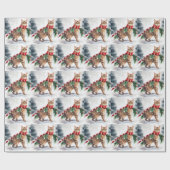 Papier Cadeau Chat Bengal dans Noël enneigé (Plat)