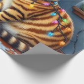 Papier Cadeau Chat Bengal devant une cheminée avec des lumières (Coin)