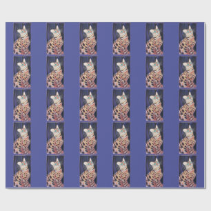 Papier Cadeau Chat Bengal Neon Noir