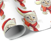 Papier Cadeau Chat Bengale de neige de Noël (Coin rond)
