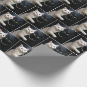 Papier Cadeau Chat blanc accroché à un chat noir (Coin)