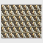 Papier Cadeau Chat Blanc Assis Dans Lamplificateur Chaud (Plat)