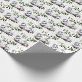 Papier Cadeau Chat blanc avec branche d'arbre (Coin)
