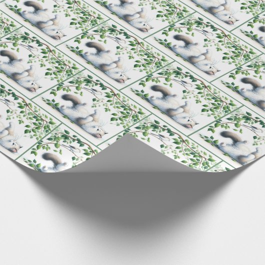 Papier Cadeau Chat blanc avec oiseau (Coin)