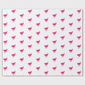Papier Cadeau Chat blanc fuchsia rose chaud doux cadeau motif (Plat)