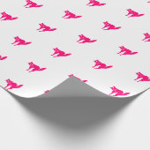 Papier Cadeau Chat blanc fuchsia rose chaud doux cadeau motif (Coin)