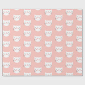 Papier Cadeau Chat blanc mignon rose (Plat)