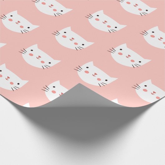 Papier Cadeau Chat blanc mignon rose (Coin)