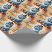 Papier Cadeau Chat Bleu Oriental À L'Automne Feuilles Thanksgivi (Coin)