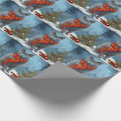 Papier Cadeau Chat bleu russe à Noël de neige (Coin)