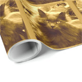 Papier Cadeau Chat bleu russe vintage (Coin rond)